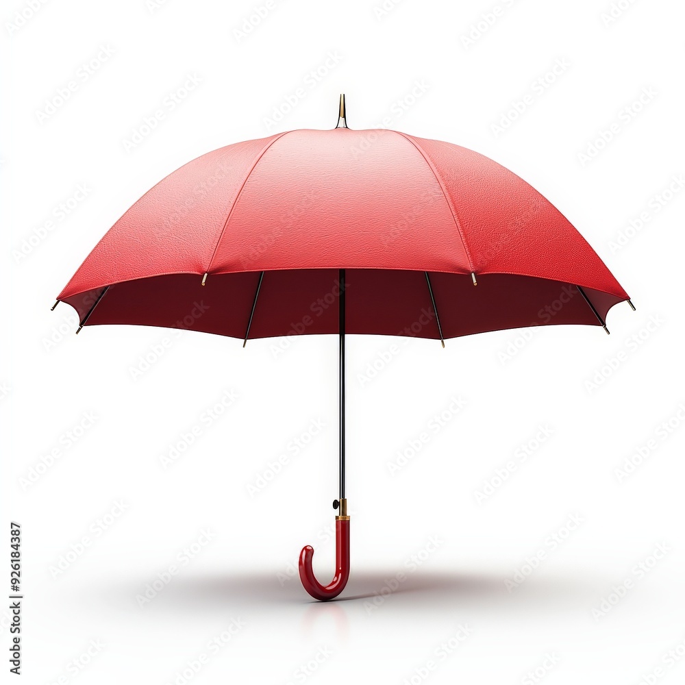 A single umbrella clipart, weather element, classic design, vibrant red, isolated on white background A single umbrella clipart, weather element, classic design, vibrant red, isolated on white background