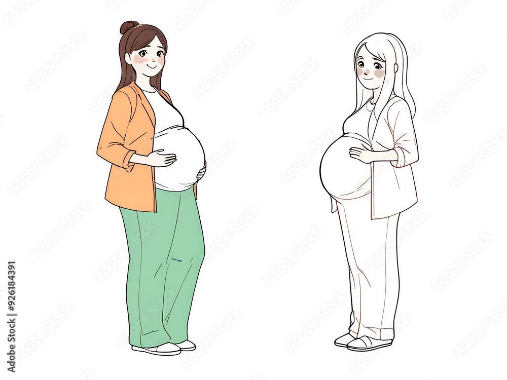 Beautiful pregnant woman swears, gently hugs her belly, AI generated Beautiful pregnant woman swears, gently hugs her belly, AI generated