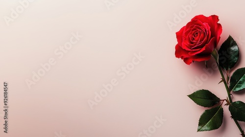 Wallpaper Mural A stunning red rose elegantly displayed on a soft, neutral background, perfect for conveying love and beauty in any design. Torontodigital.ca