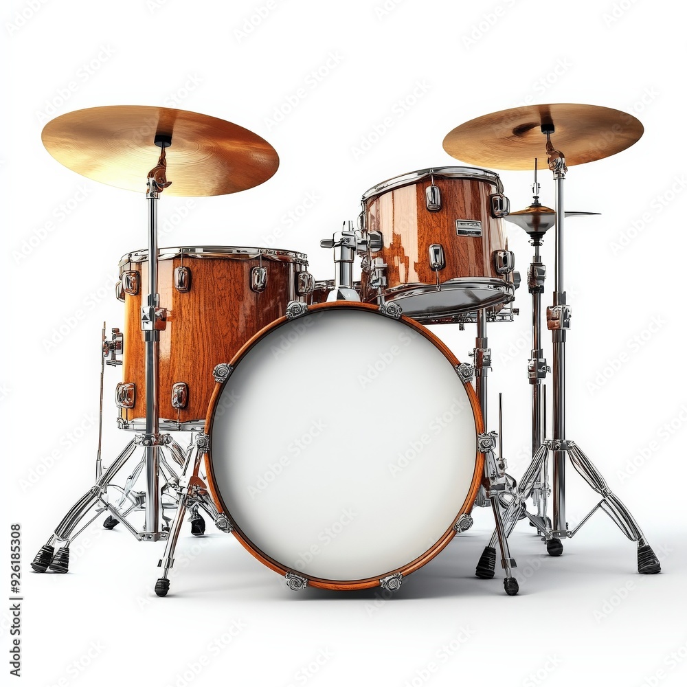 A single drum kit clipart, percussion instrument element, realistic design, isolated on white background A single drum kit clipart, percussion instrument element, realistic design, isolated on white background