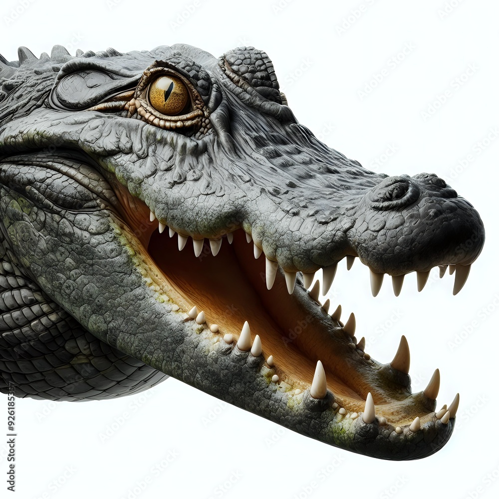 Fototapeta premium crocodile head with teeth isolated on white