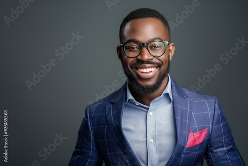 Professional Portrait of Smiling Fashion Designer in Stylish Attire on Isolated Background