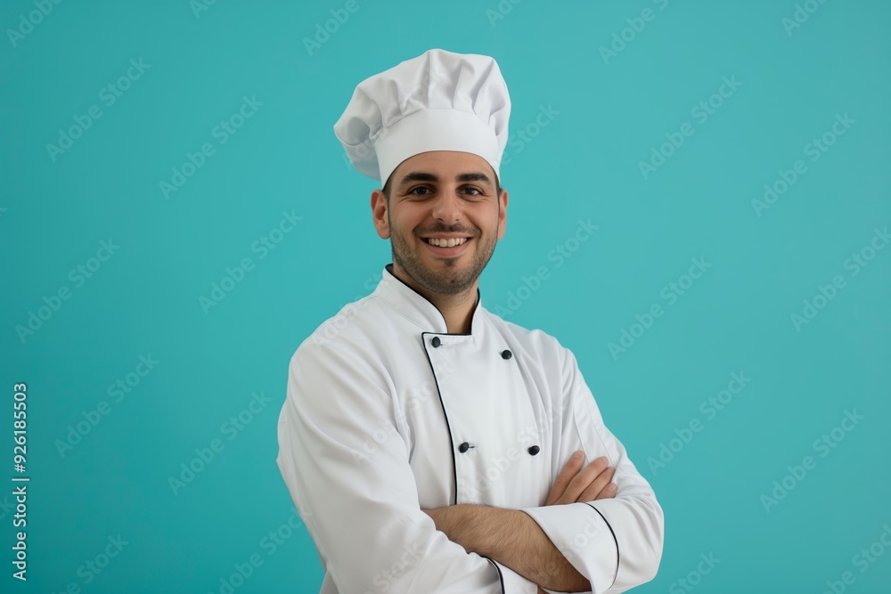 Confident Professional Chef Smiling in Uniform Portrait Confident Professional Chef Smiling in Uniform Portrait