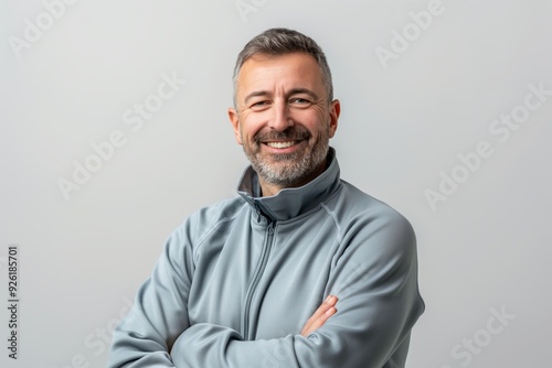 Energetic Sports Coach in Professional Pose, Smiling Isolated Portrait