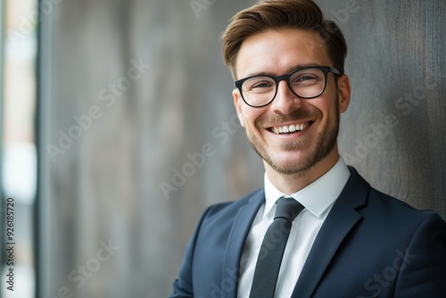 Confident Professional Banker in Suit Smiling at Camera in Isolated Background - Business Finance Concept
