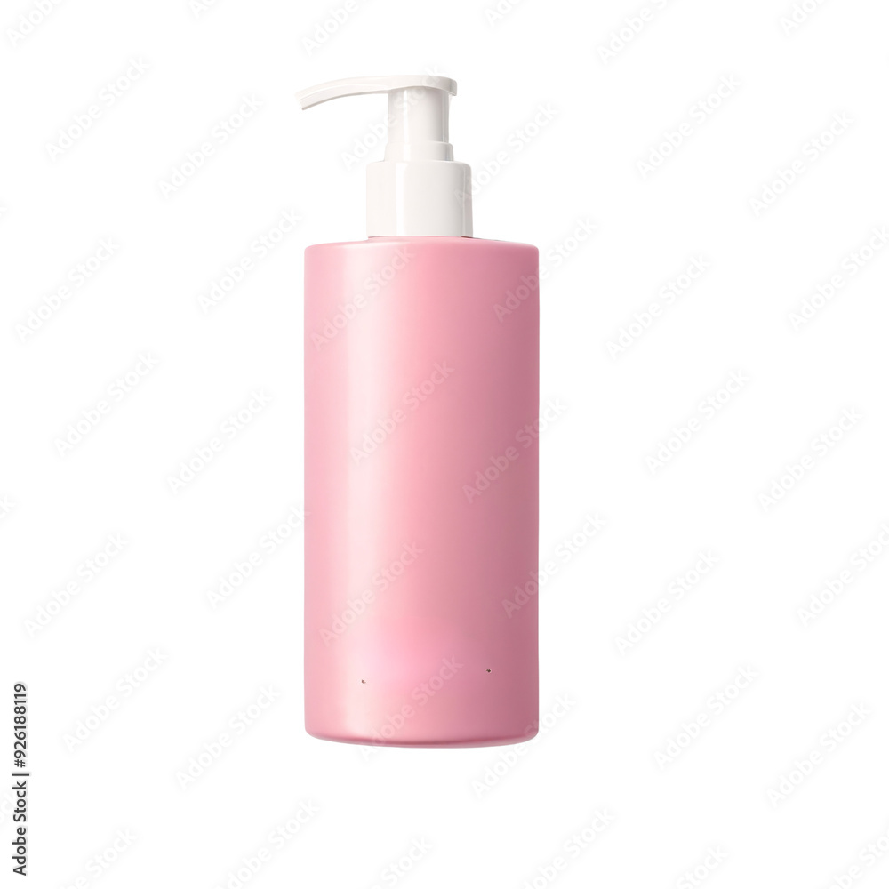 Blank beauty product pink pump bottle mockup for shampoo, handwasher, cleanser, lotion isolated on transparent background Blank beauty product pink pump bottle mockup for shampoo, handwasher, cleanser, lotion isolated on transparent background