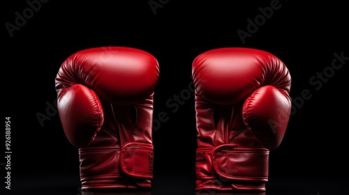 Boxing gloves clash with copyspace, perfect for fight night poster to capture pre match intensity photo