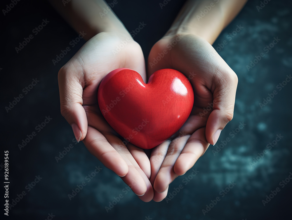 Luxurious Hands cupping heart in love and relationship concept Luxurious Hands cupping heart in love and relationship concept