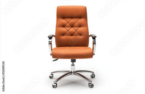 Revolving Hydraulic Office Chair  Modern Rotating Desk Chair Against White Background photo