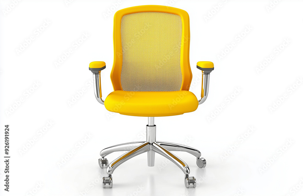 Colorful Ergonomic Office Chairs Collection - Modern High-Back Mesh Seating in Yellow Against White Background Colorful Ergonomic Office Chairs Collection - Modern High-Back Mesh Seating in Yellow Against White Background