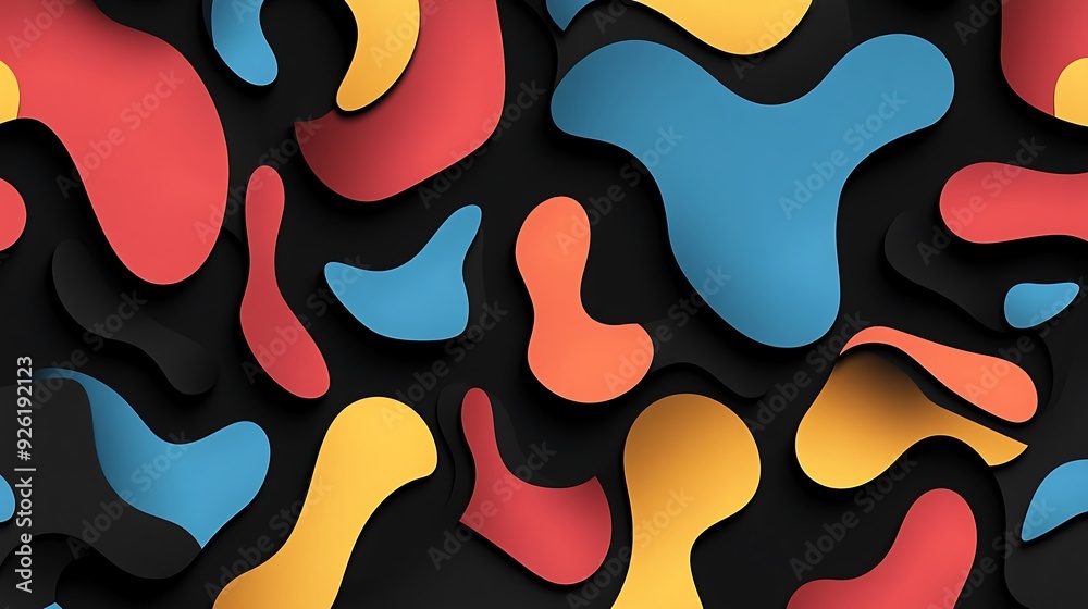 Bold Abstract Patterns Vector Illustration on Black Background in Simple Cutout Shapes - High Resolution Flat Design with Edgy Style Detail