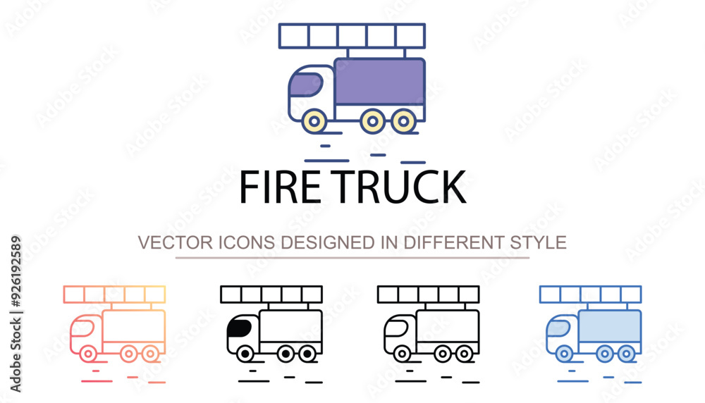 Fire Truck icon design with white background stock illustration