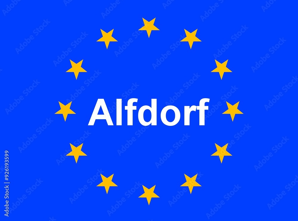 Illustration einer Europaflagge mit der Aufschrift Illustration einer Europaflagge mit der Aufschrift