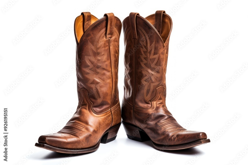 Cowboy boots footwear shoe white background.
