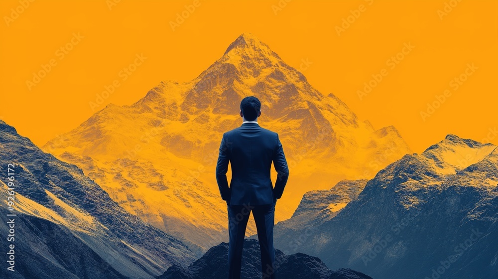 Fototapeta premium Visionary Leader Gazing into the Future: Symbolizing Strategic Planning and Innovative Growth for Business Development