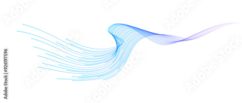 Vector wave lines smooth flowing dynamic blue purple pink gradient isolated on transparent background for concept of technology, digital, communication, science, music