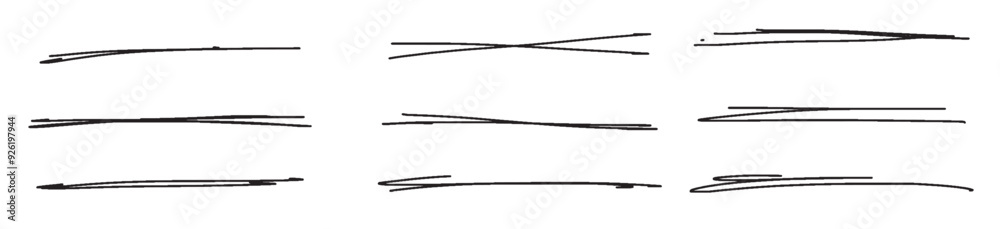 Thin underline lines set scribble hand drawn markers doodle text highlights. Thin underline lines set scribble hand drawn markers doodle text highlights.