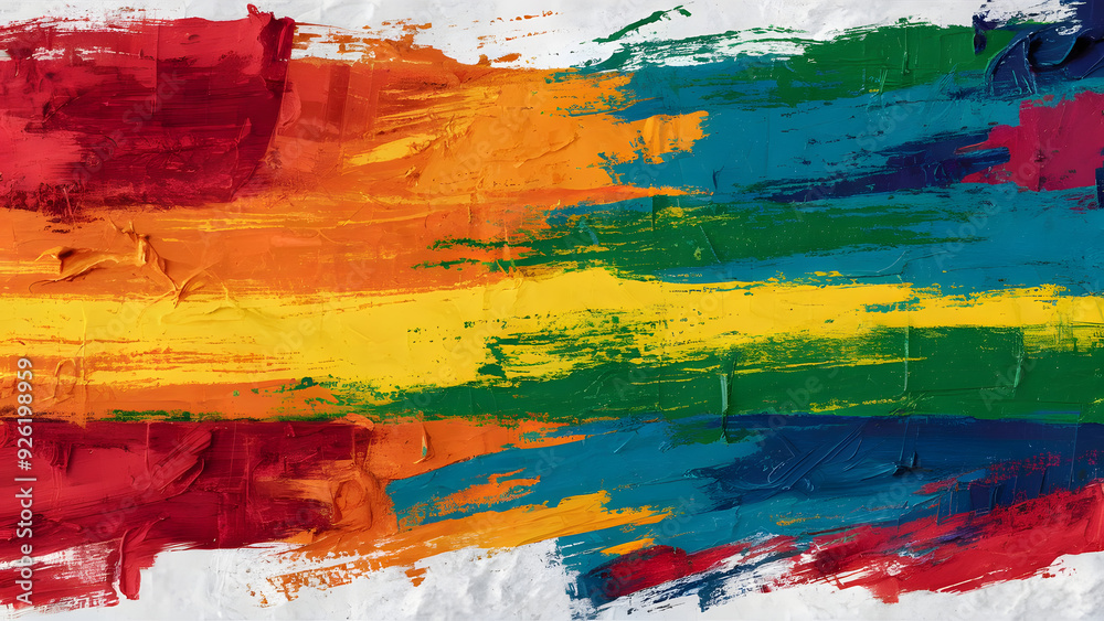 Rainbow Brushstrokes of Pride: Vibrant and textured, this abstract artwork celebrates diversity and inclusion with bold strokes of rainbow colors. 