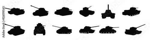 Military tank silhouettes. vector
