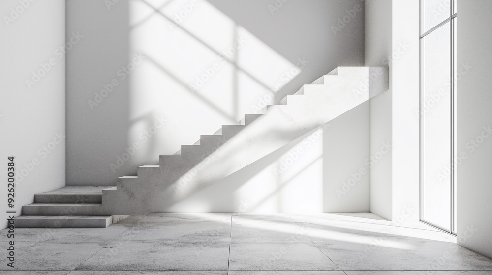 Obraz premium Interior with stairs and an empty wall
