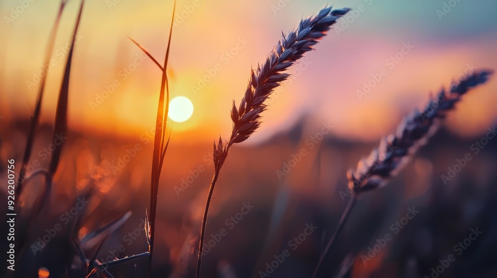 A tight shot of a plant against a sun-filled backdrop, with out-of-focus grass in the foreground A tight shot of a plant against a sun-filled backdrop, with out-of-focus grass in the foreground