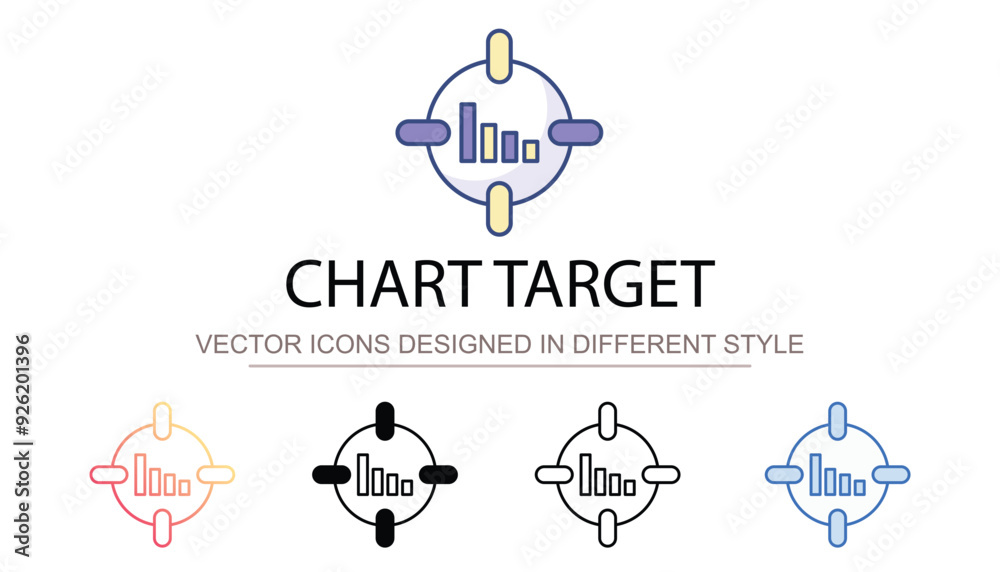 Fototapeta premium Chart Target icon design with white background stock illustration