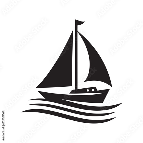 Sailboat logo icon, silhouette