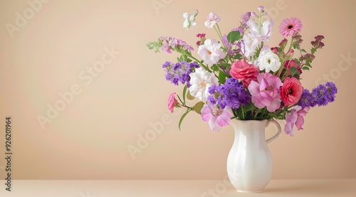 Wallpaper Mural white vase with colorful flowers on the table against a light background Torontodigital.ca
