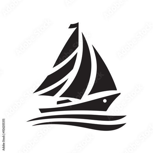 Sailboat logo icon, silhouette