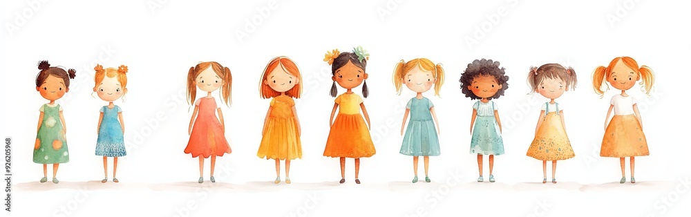 Joyful Gathering of Diverse Children in Spring Joyful Gathering of Diverse Children in Spring