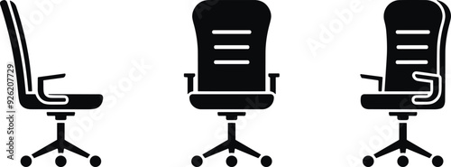 Vector Icon Set of a Spinning Office Chair in Isolation
