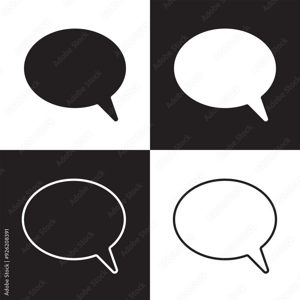 Speech bubble editable stroke and solid web icon set. Vector illustration. Isolated on white and black background. EPS 10 Speech bubble editable stroke and solid web icon set. Vector illustration. Isolated on white and black background. EPS 10