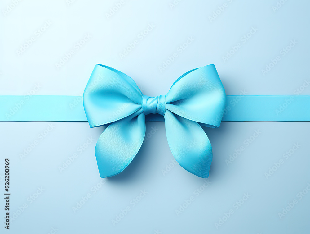 Naklejka premium Superb Directly above shot of aids awareness ribbon with mustache prop on against blue background