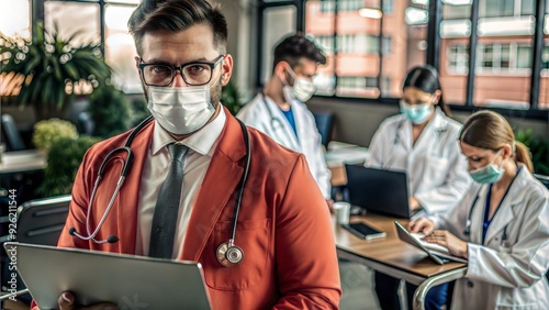  busy doctor with too much work in hospital.