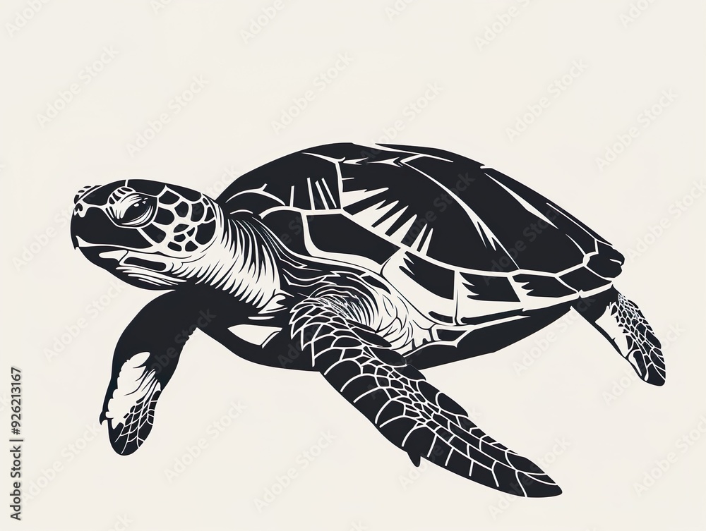 Obraz premium Black and White Turtle Logo
