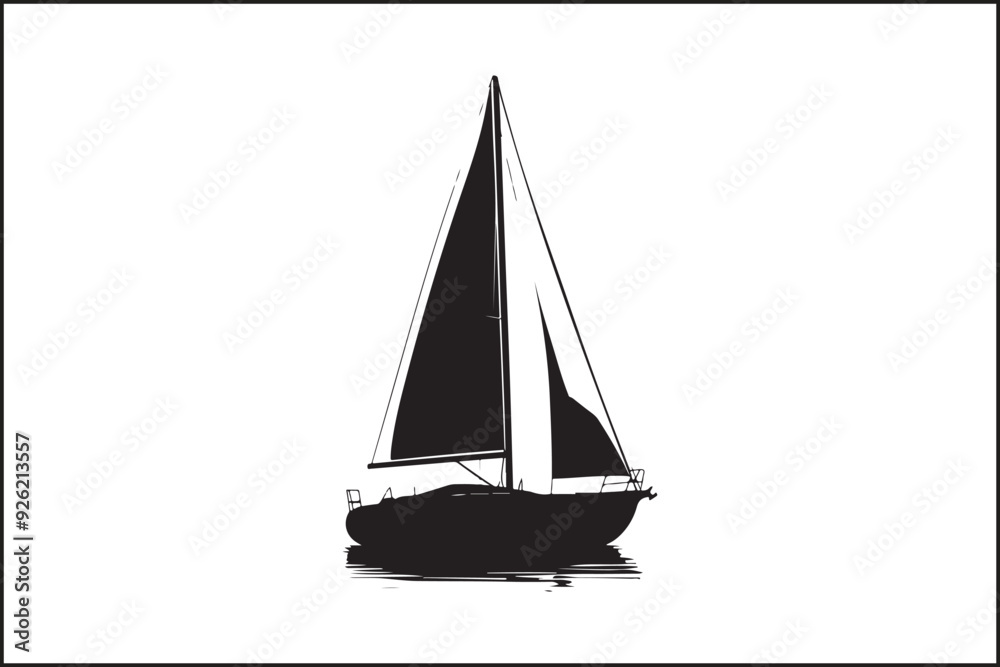 Set of Black Sailboat Silhouettes - Modern Nautical Art Set of Black Sailboat Silhouettes - Modern Nautical Art