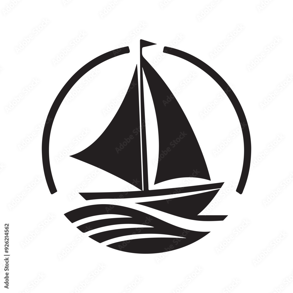 Sail boat simple and clean icon, logo template Sail boat simple and clean icon, logo template