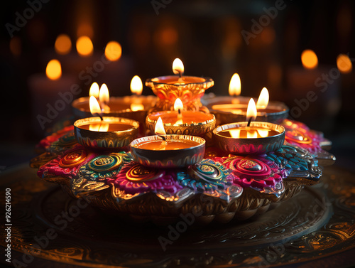 Happy Diwali celebration decoration light image.