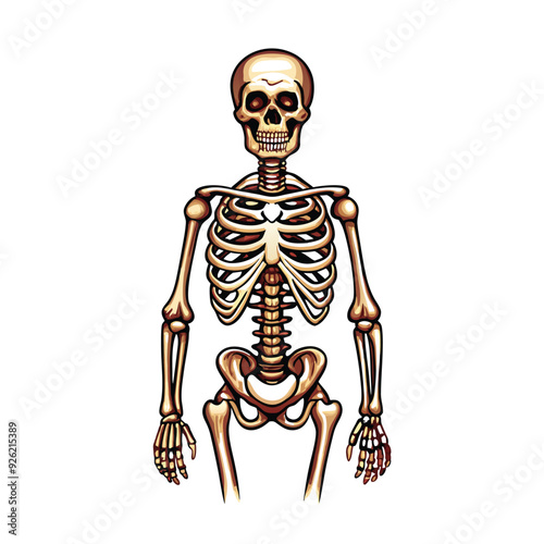 Illustration of a human skeleton, showing all bones in detail.