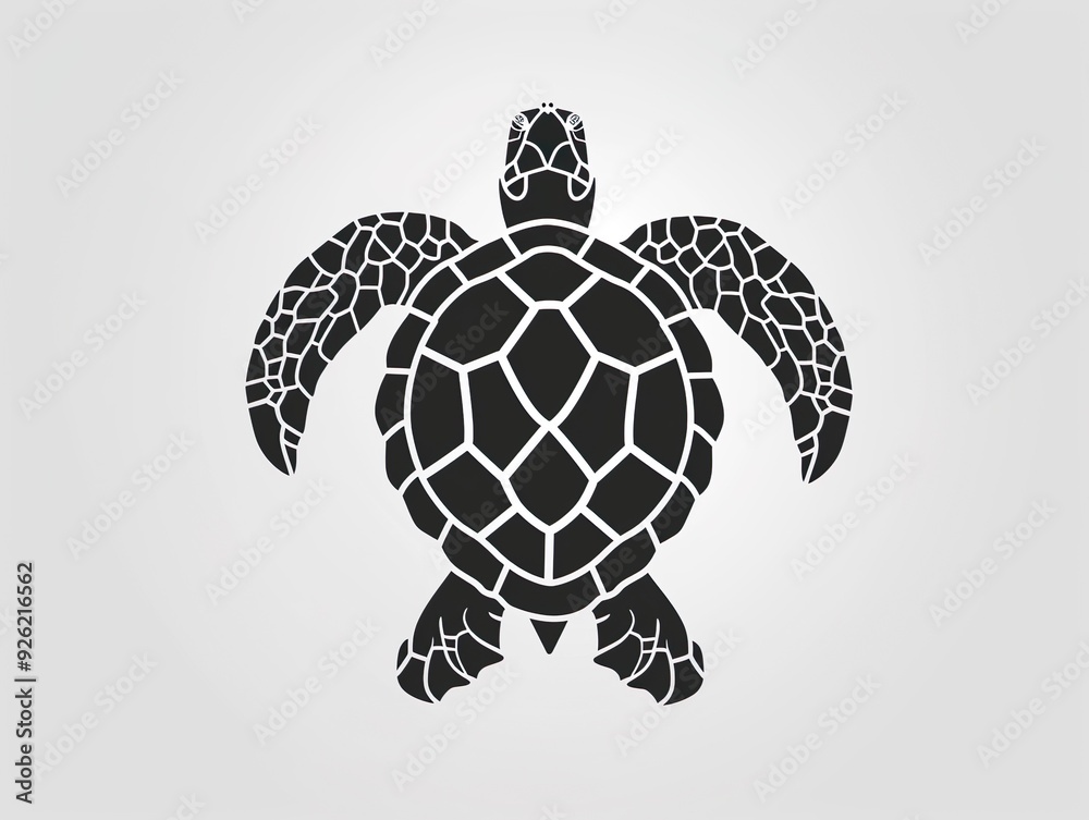 Fototapeta premium Black and White Turtle Logo
