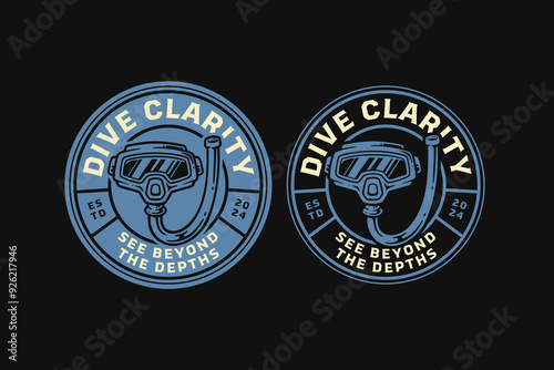 diving goggles with hose, scuba diver glasses badge logo vector collection design for adventure and diving