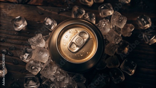 mock up of soda can popping out of ice