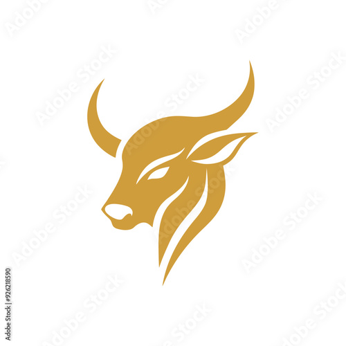 Golden Bull Logo Icon Vector Art Illustration