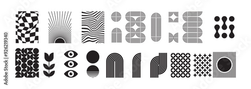 Bauhaus retro elements. Brutalist abstract geometric shapes. Vector EPS 10