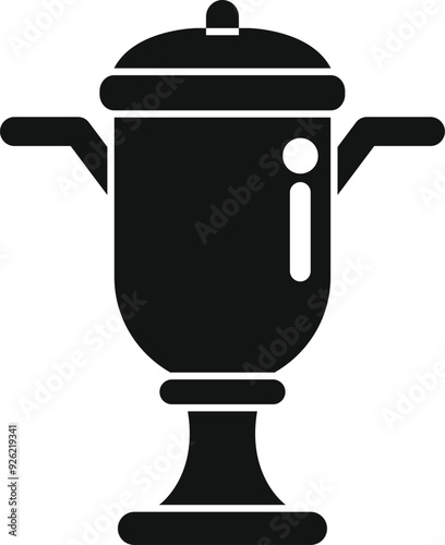 Antique samovar standing on wooden table with white background