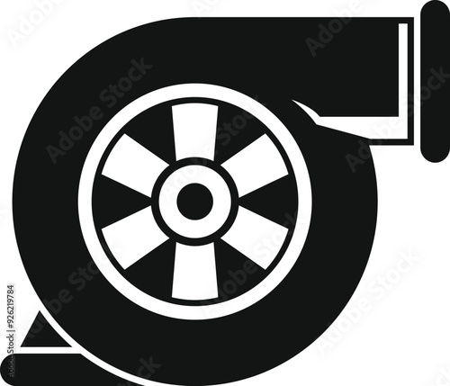 Black and white illustration of a turbocharger increasing pressure in a combustion engine