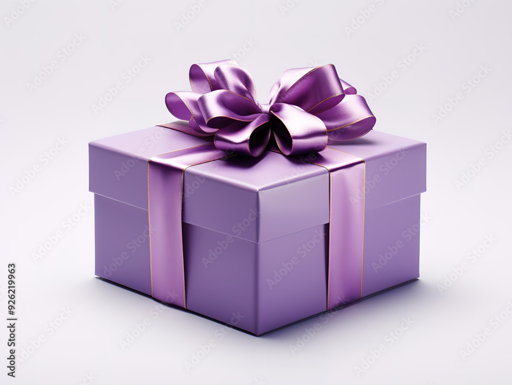Purple and white gift boxes with bows and a satin cloth. Purple and white gift boxes with bows and a satin cloth.