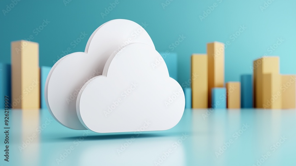 A minimalistic white cloud icon against a vibrant blue background, symbolizing cloud computing and data storage concepts. A minimalistic white cloud icon against a vibrant blue background, symbolizing cloud computing and data storage concepts.
