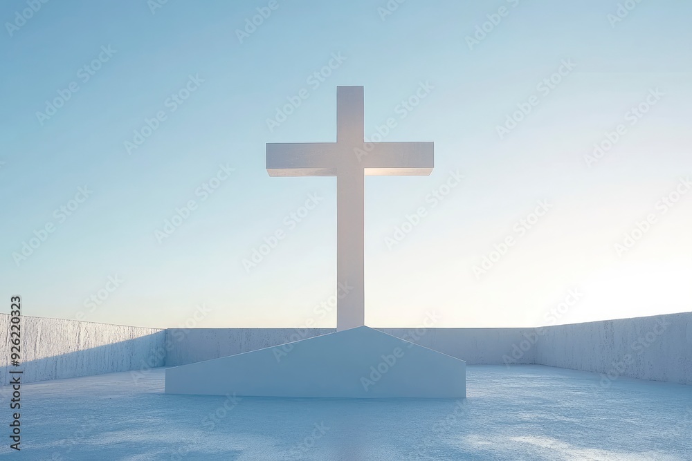 very bright image of a cross on a white outdoor studio background with beautiful lighting , ai very bright image of a cross on a white outdoor studio background with beautiful lighting , ai