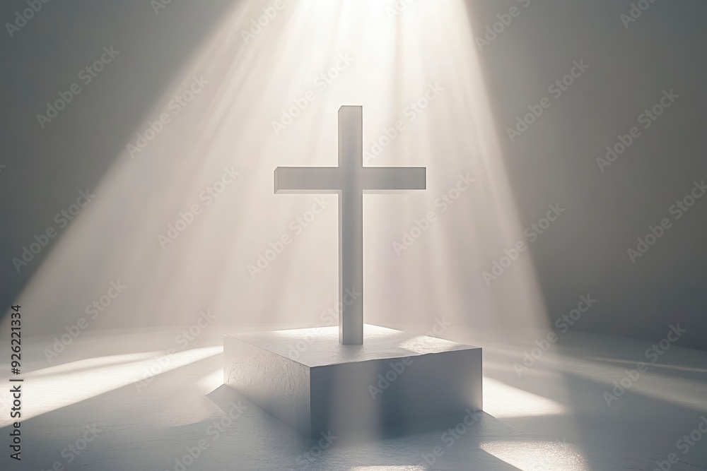 very bright image of a cross on a white outdoor studio background with beautiful lighting , ai very bright image of a cross on a white outdoor studio background with beautiful lighting , ai